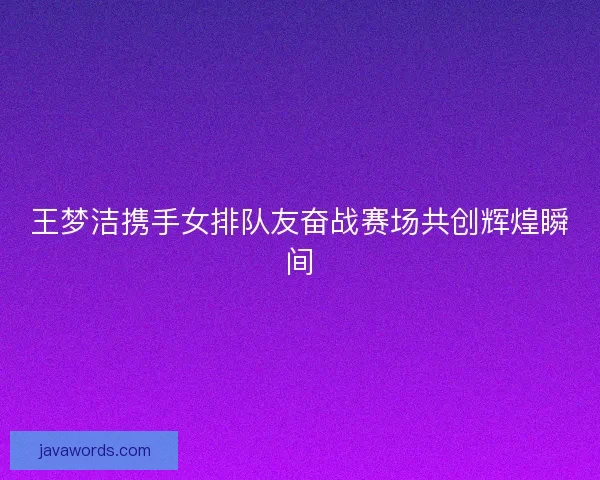 王梦洁携手女排队友奋战赛场共创辉煌瞬间